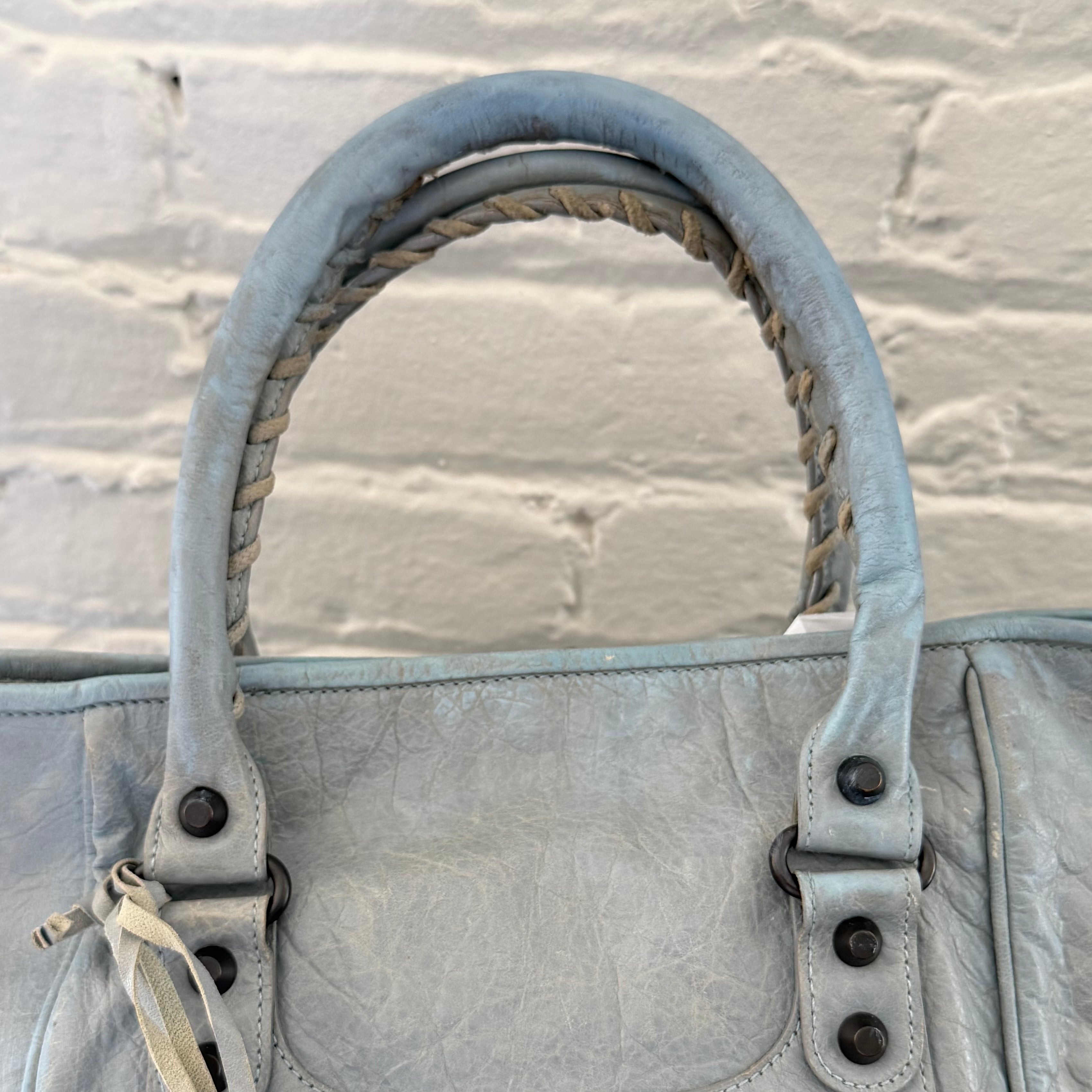 2013 Balenciaga Bleu Acier Lambskin Sunday Tote