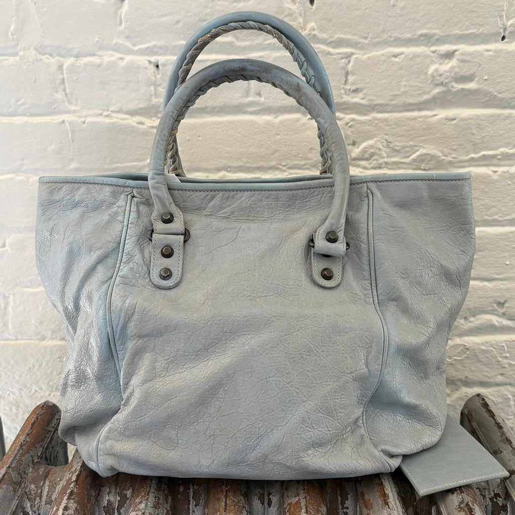2013 Balenciaga Bleu Acier Lambskin Sunday Tote