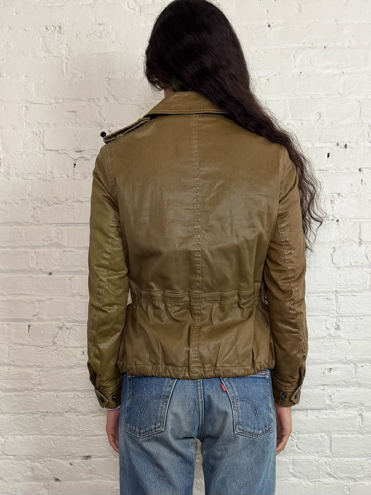 Diesel Faded Leather Military Jacket