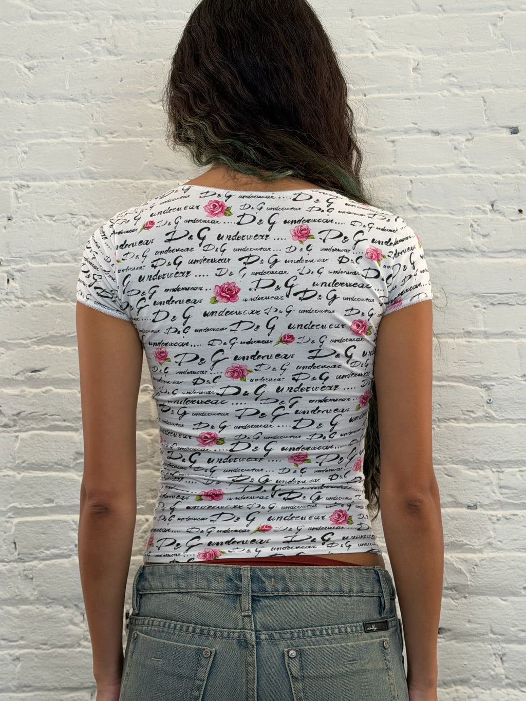 Vintage D&G Y2K Printed ScoopNeck Top