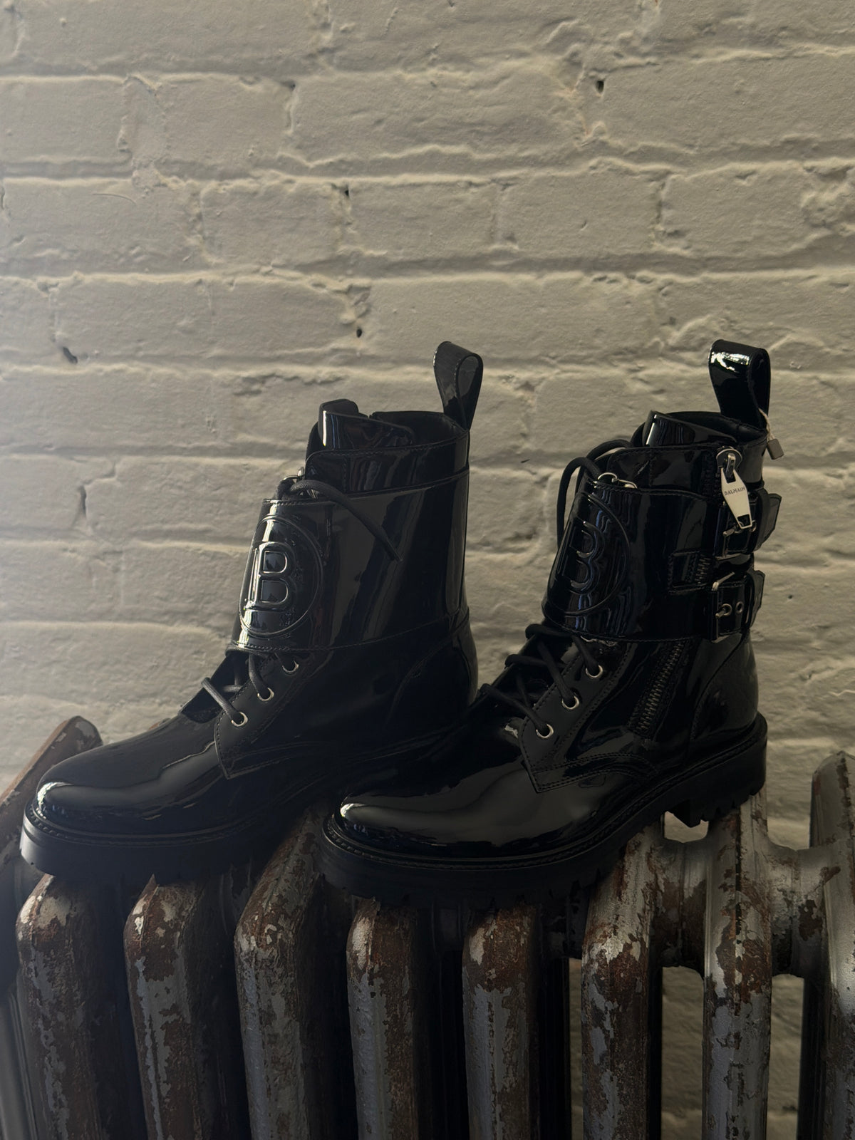 Balmain B Logo Buckle Ranger Combat Boots