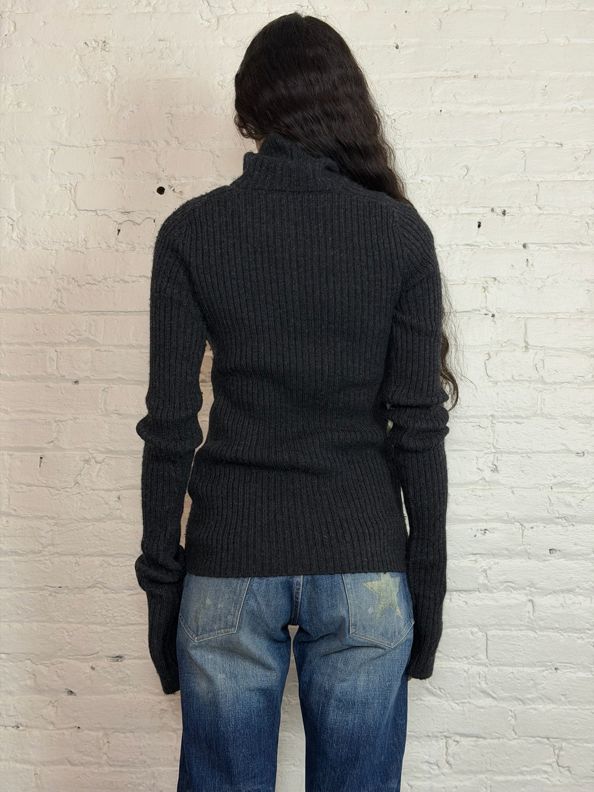 Y’s by Yohji Yamamoto Black Ribbed Turtleneck Sweater