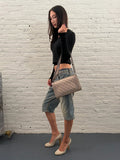 Chanel Dark Silver Perforated Quilted Leather Boy Bag