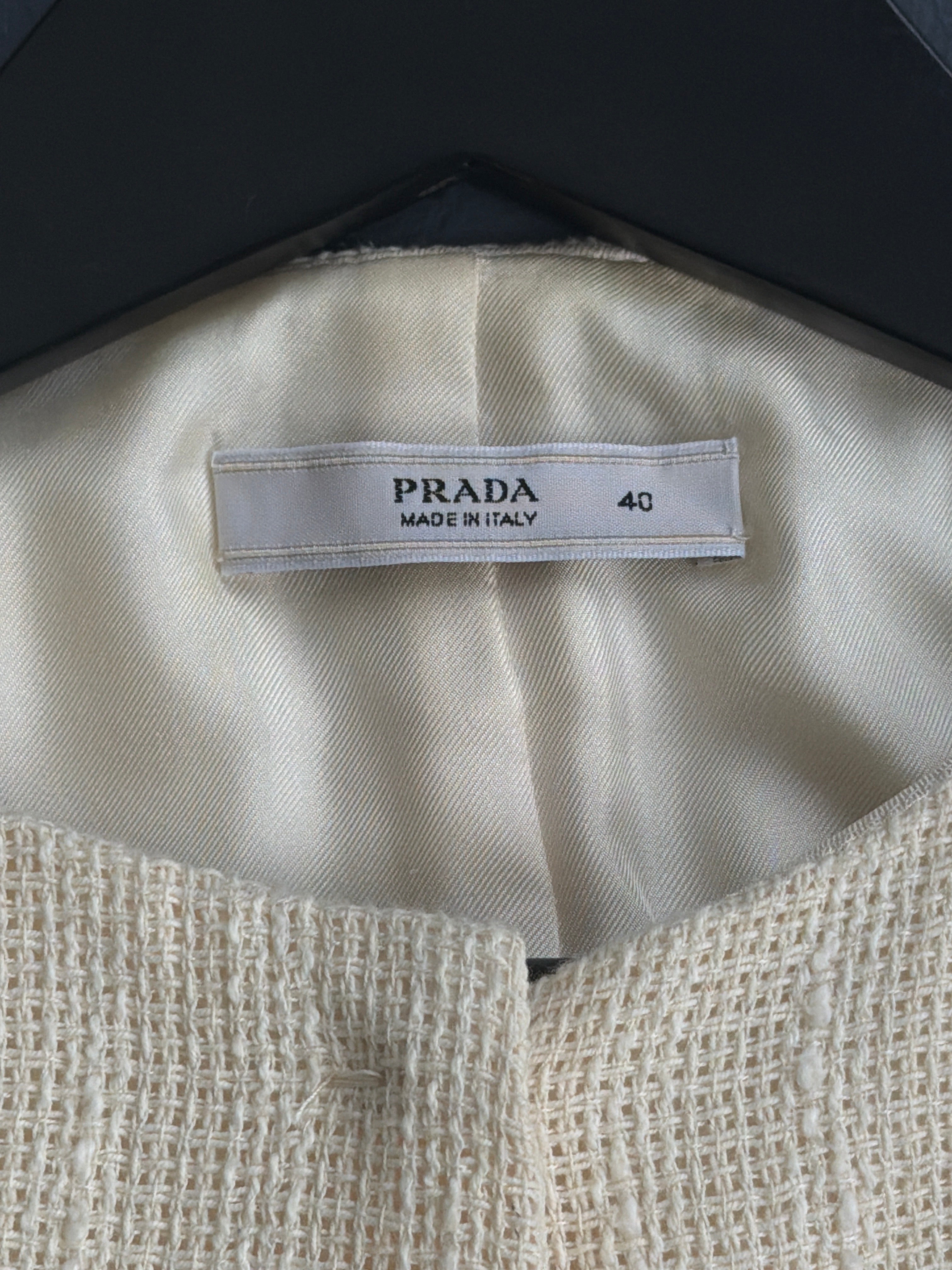 2013 Prada Ramie Tweed RoundNeck Jacket