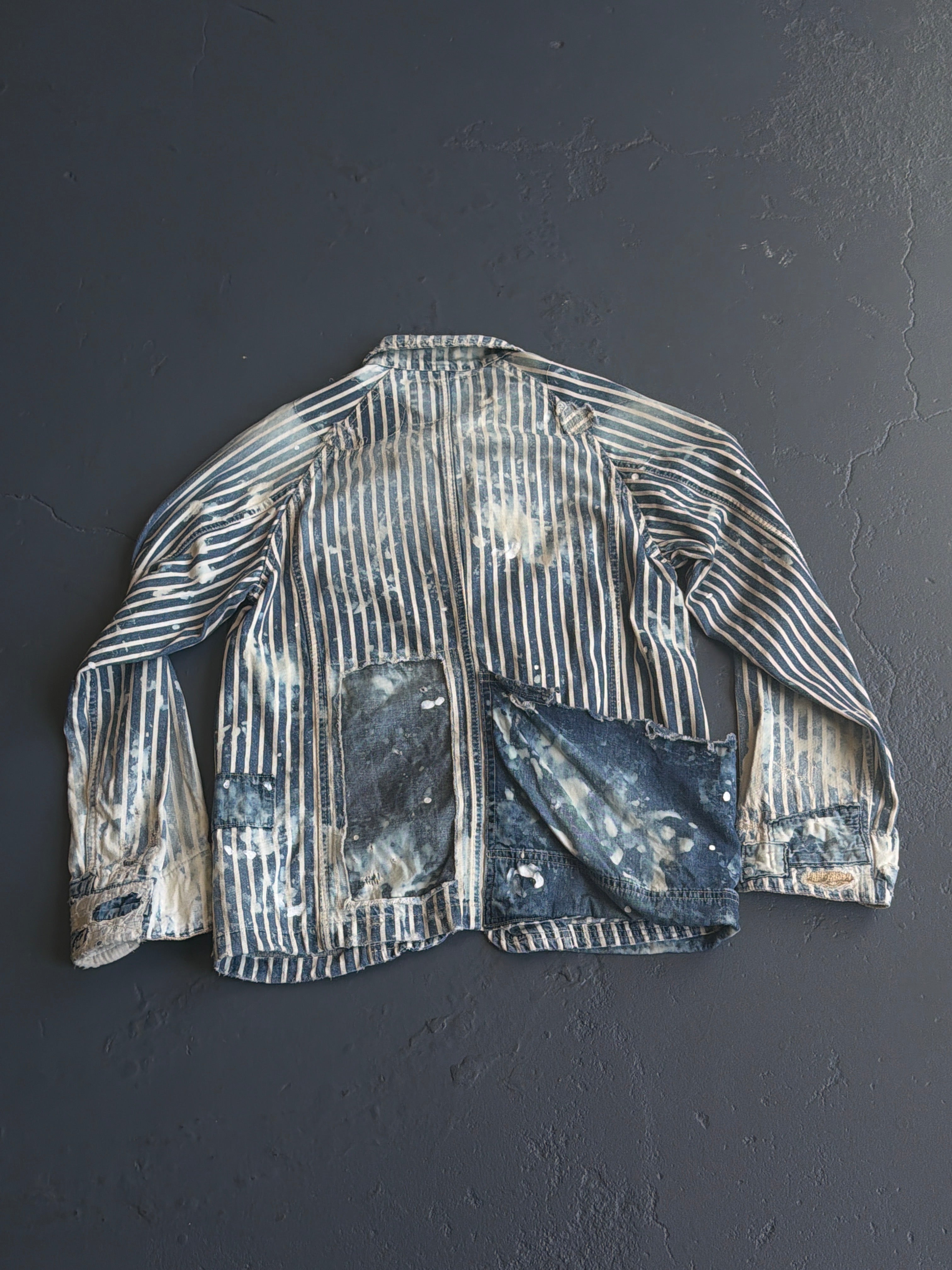 Aozora Blue Heaven Damaged Striped Jacket