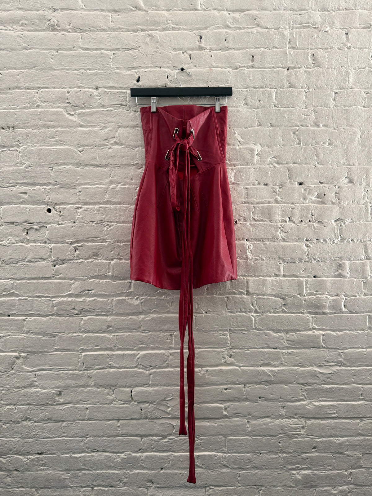 Alexis Shan Leather Strapless Mini Dress