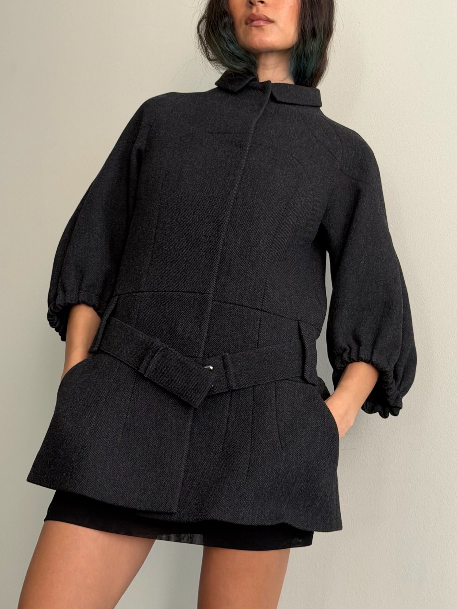 2007 Prada 3/4 Sleeve Wool Peacoat
