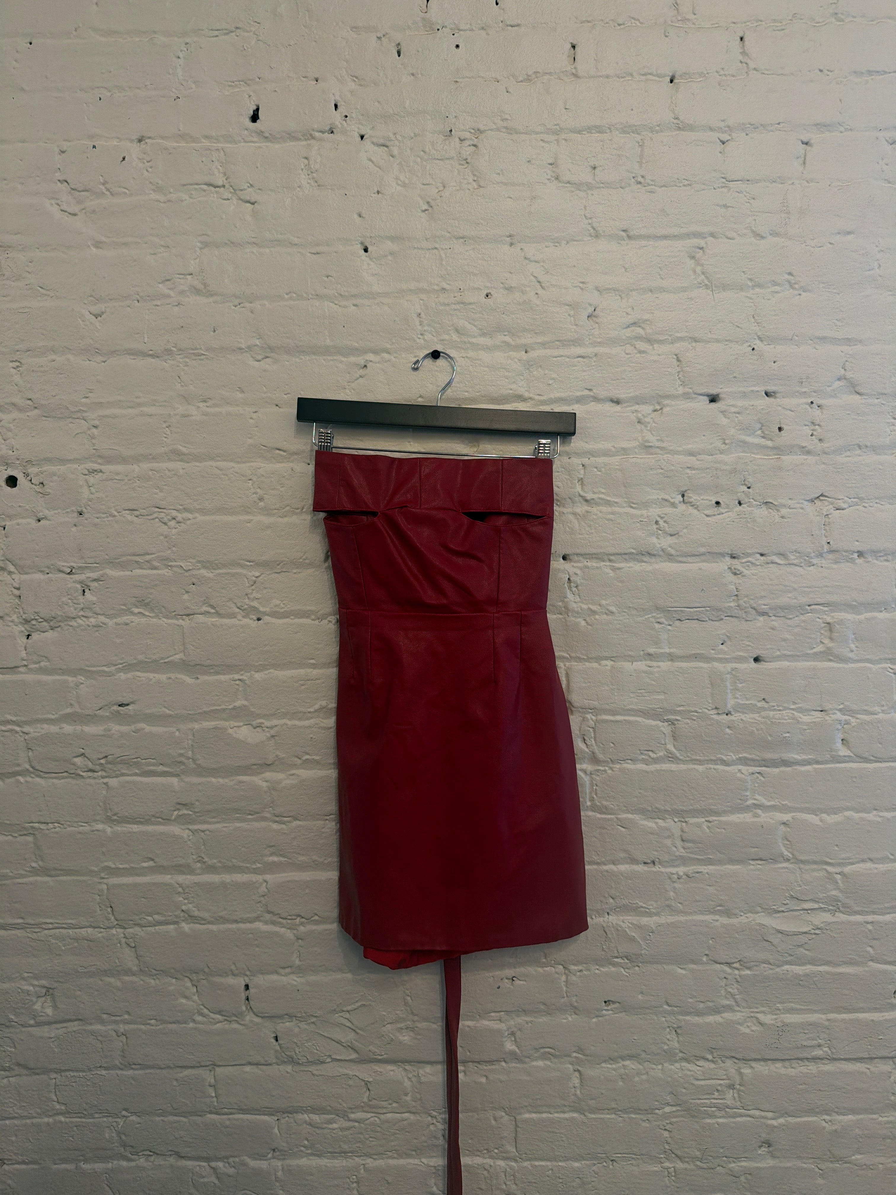 Alexis Shan Leather Strapless Mini Dress