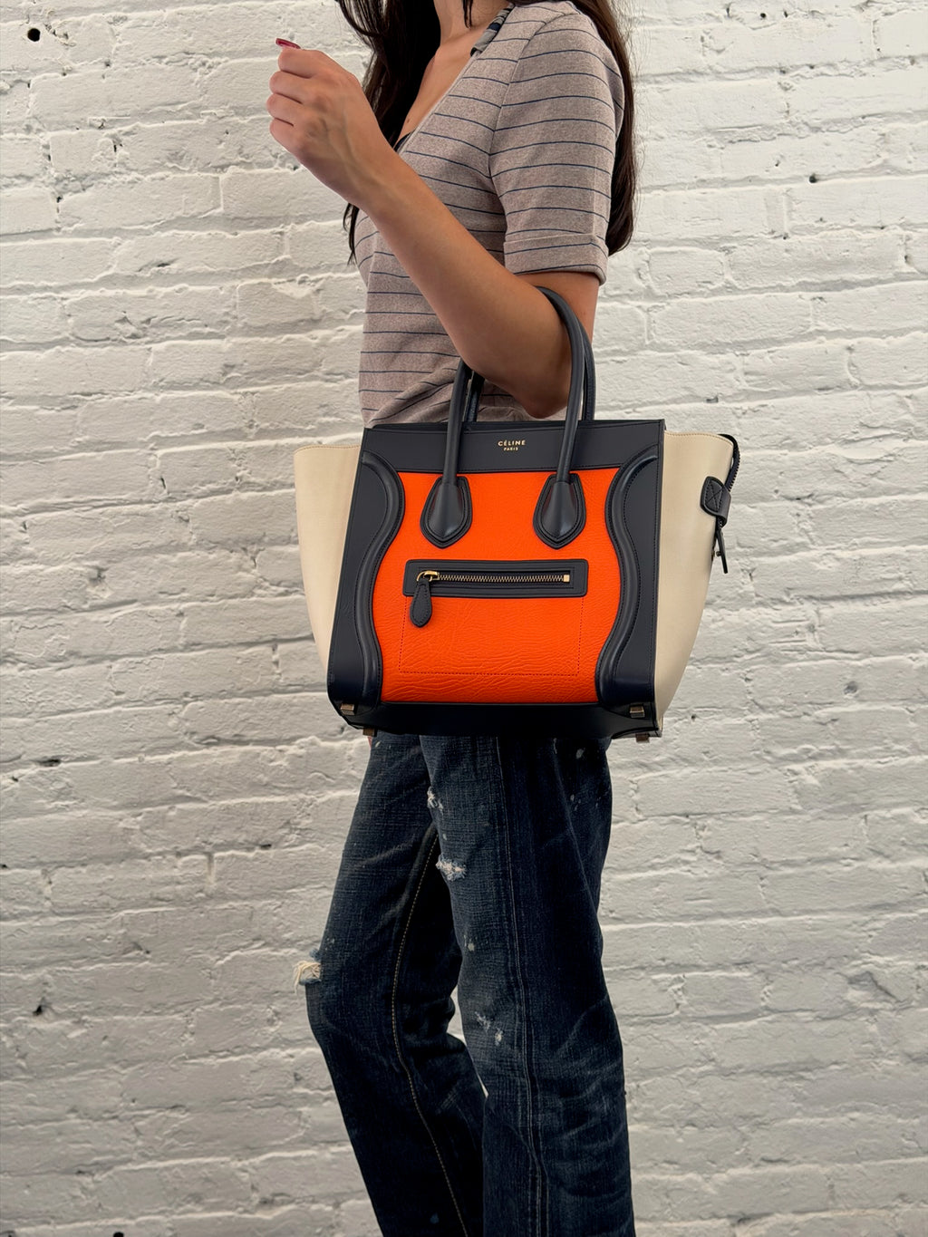 Celine Tricolor Micro Luggage Tote