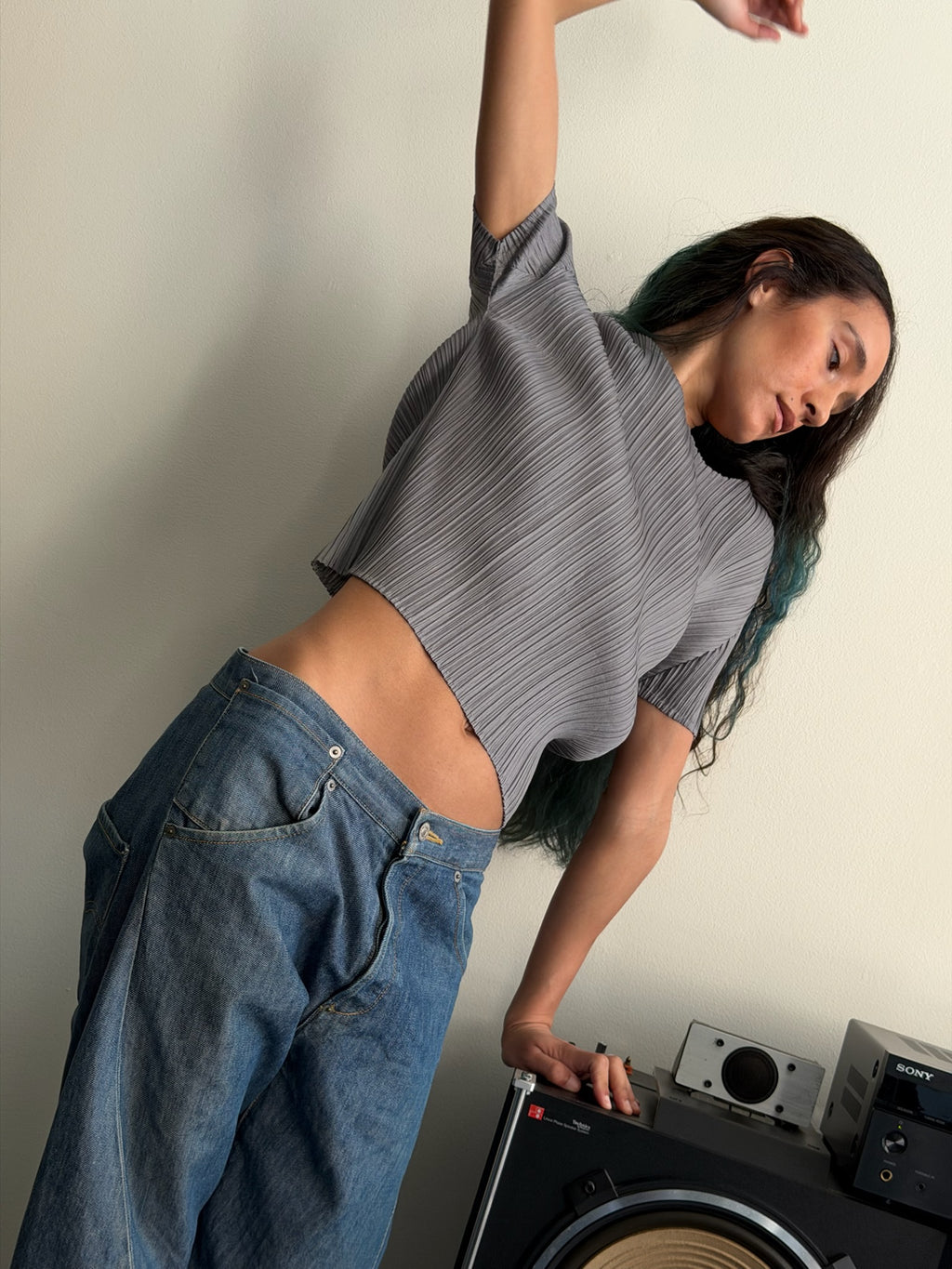 Issey Miyake Pleats Please Grey S/S Top