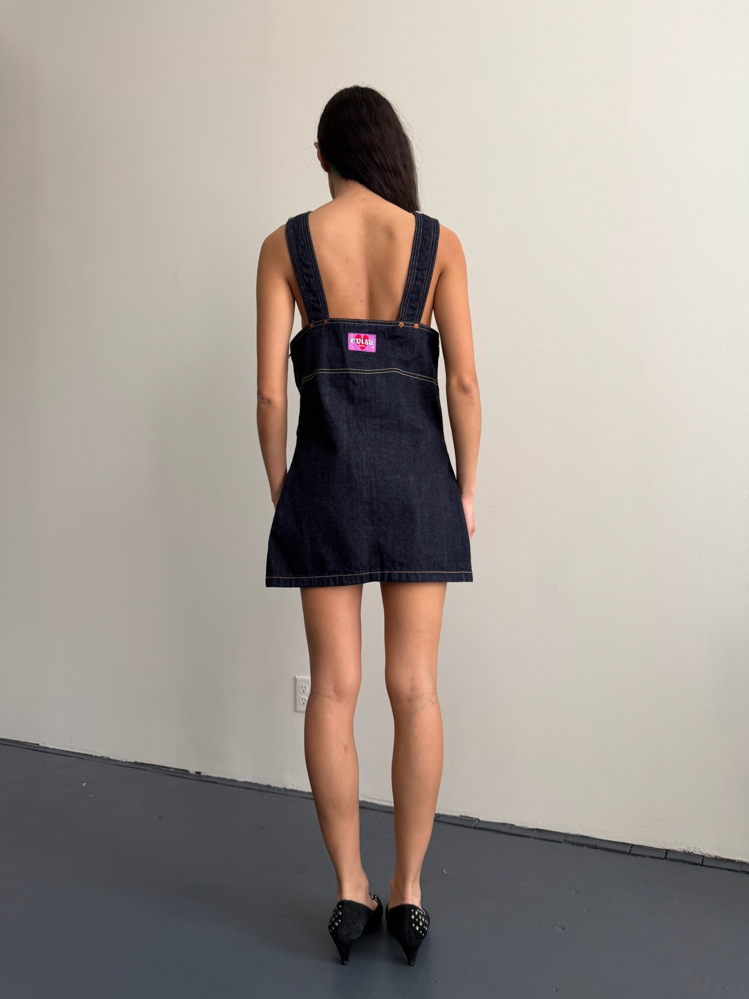 Evisu Denim Overall Mini Dress