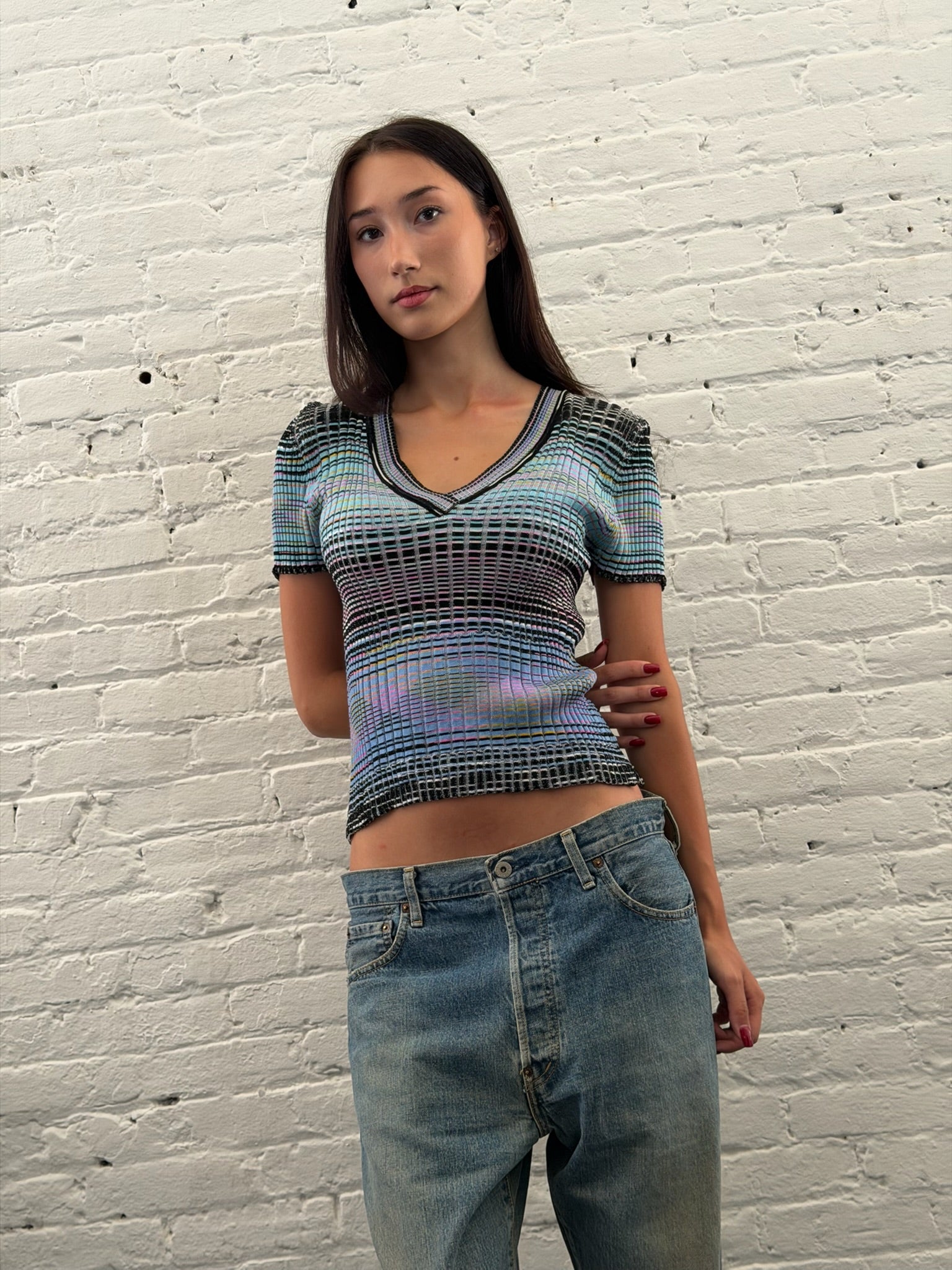 Missoni Multicolor Striped V-Neck Top
