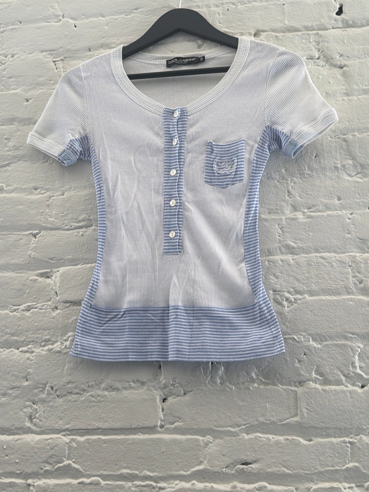 Dolce & Gabbana Button Up Striped Henley