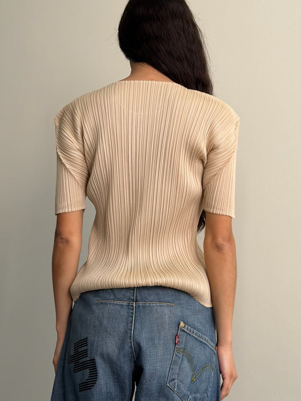 Issey Miyake Pleats Please Beige S/S Top
