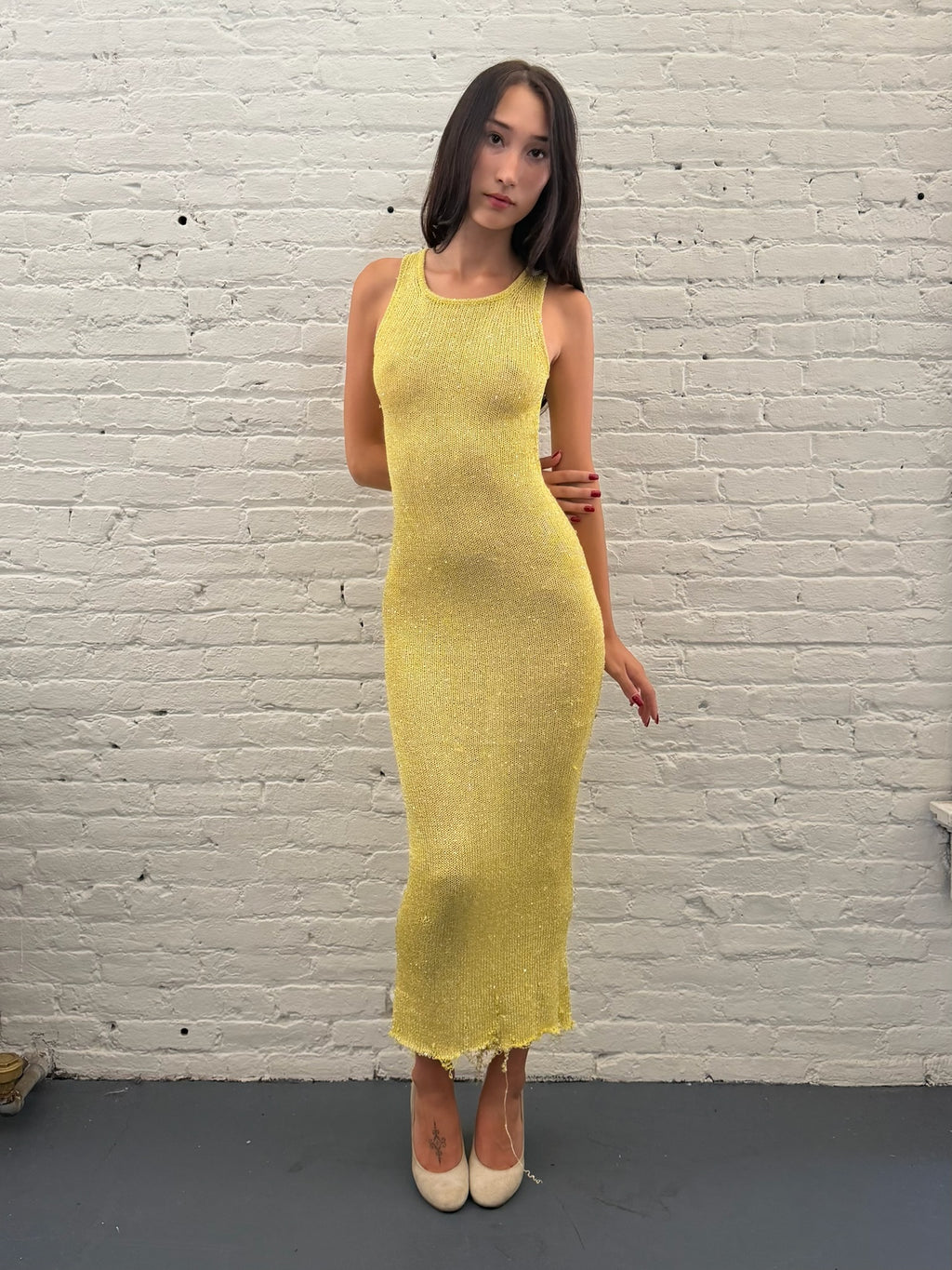 ASTA RESORT Chartreuse Sequin Maxi dress