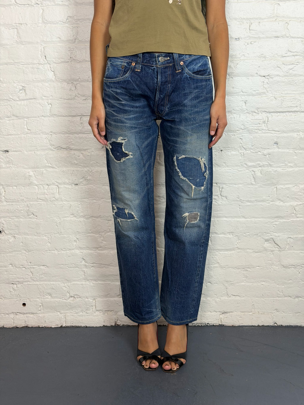 Sugarcane 901 Ripped Dark-wash Denim