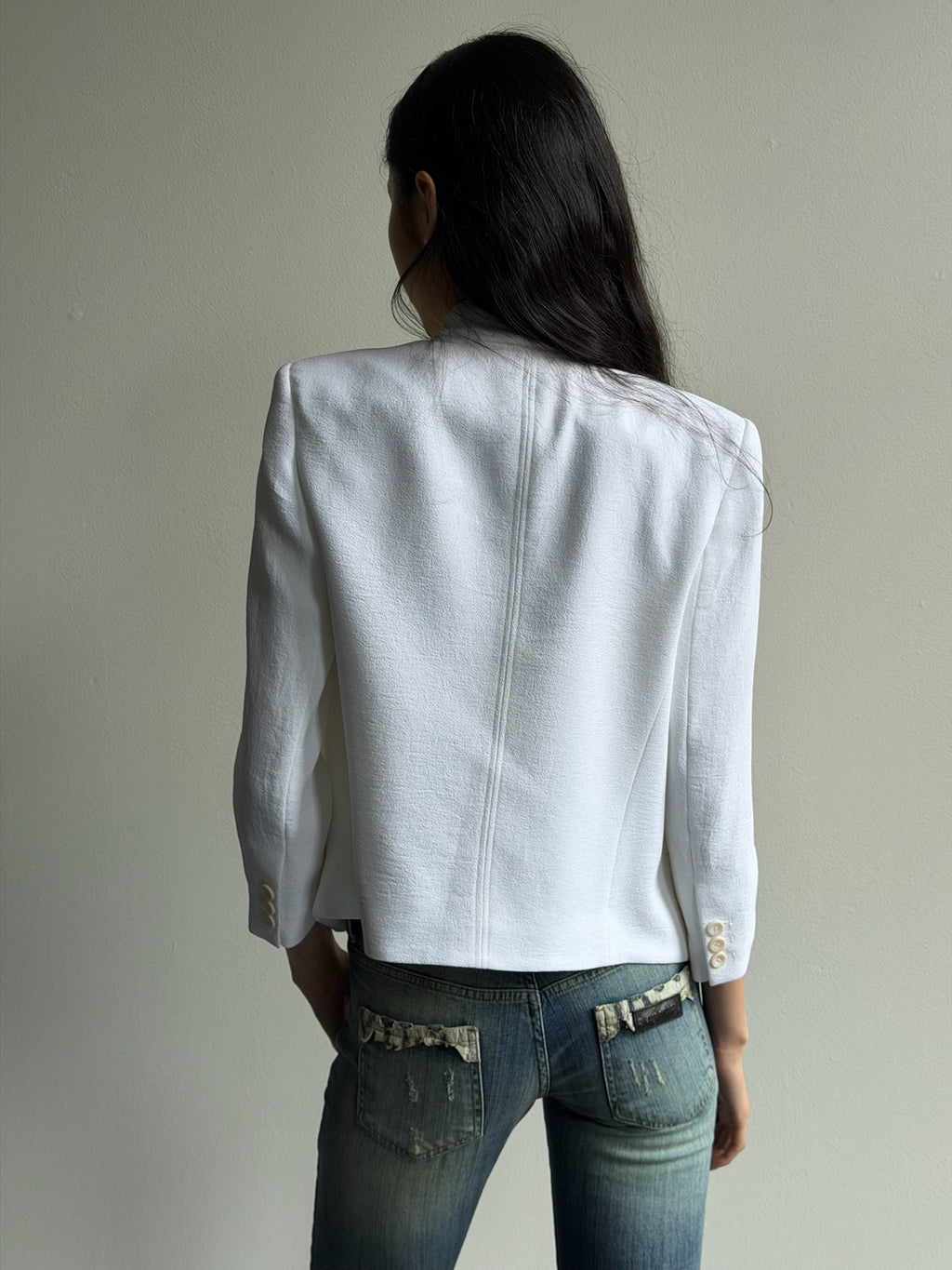 Helmut Lang White No collar Blazer