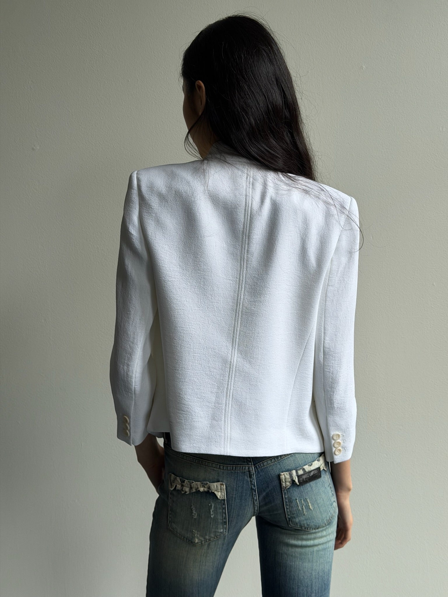 Helmut Lang White No collar Blazer