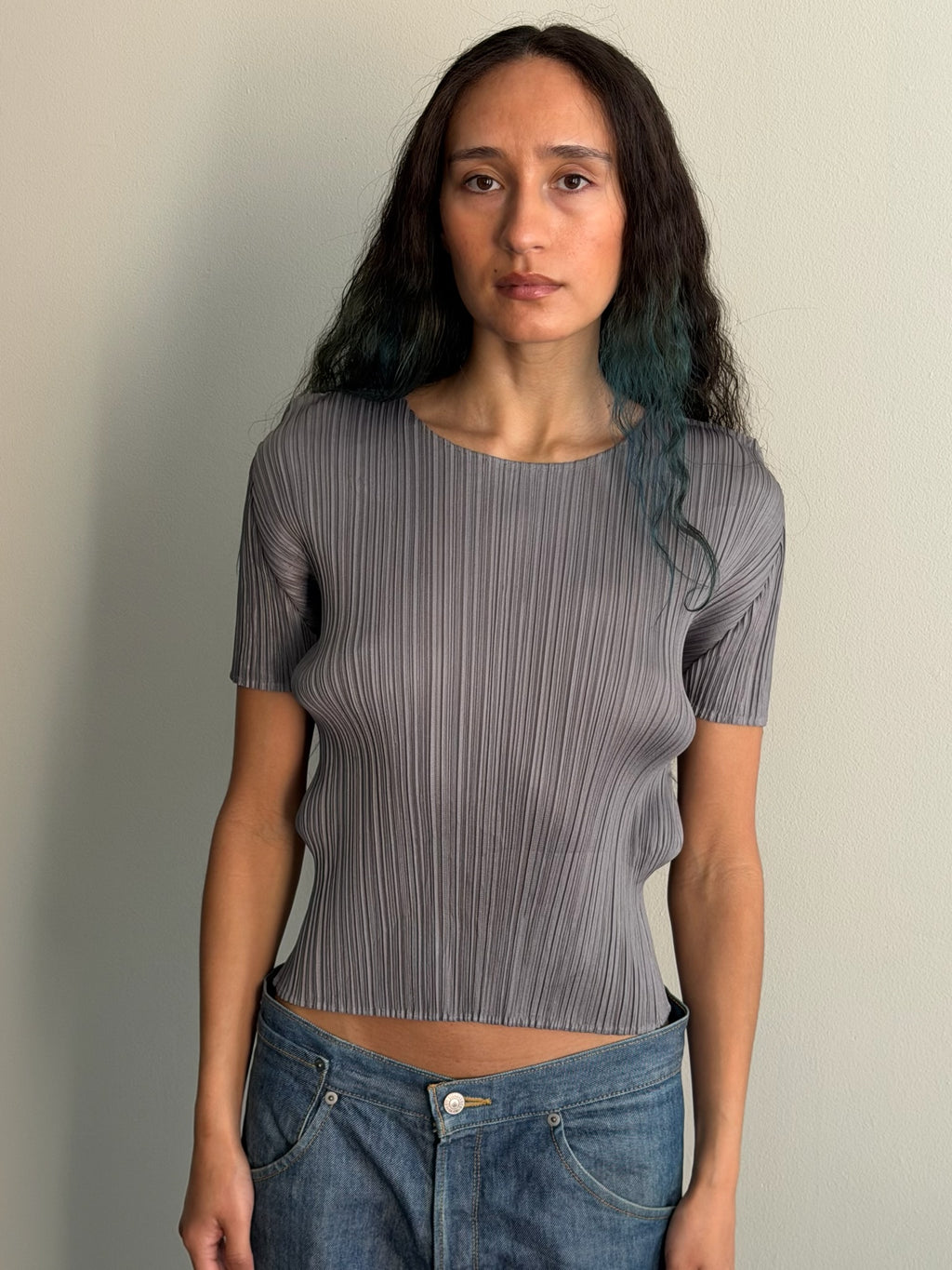 Issey Miyake Pleats Please Grey S/S Top