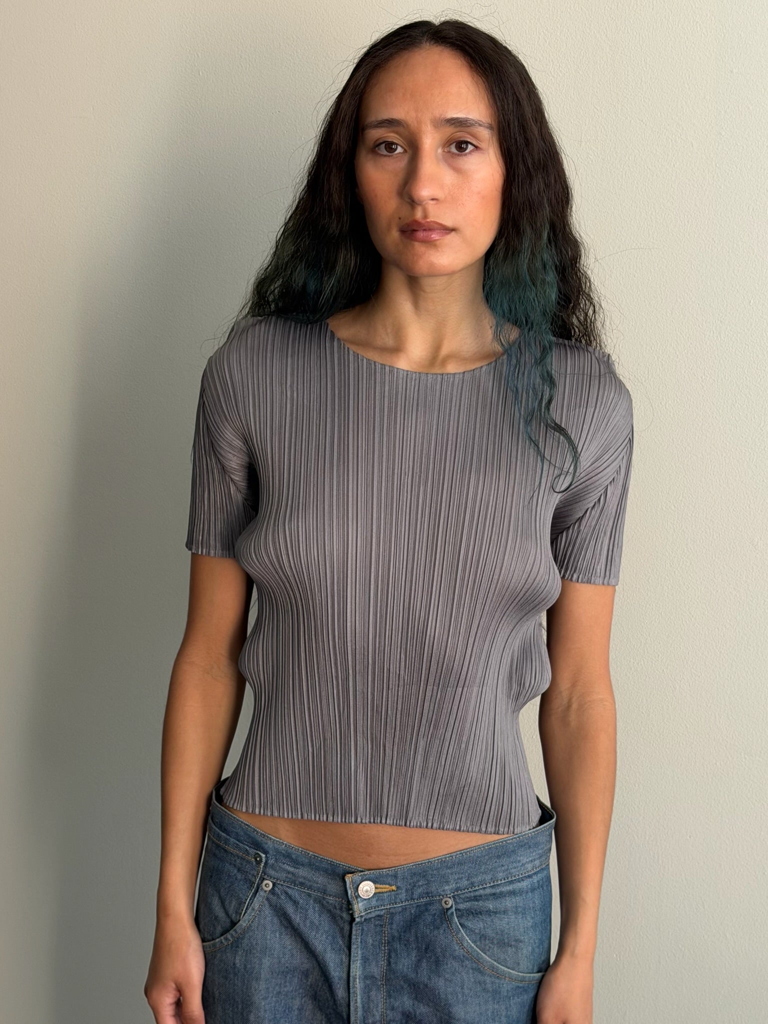 Issey Miyake Pleats Please Grey S/S Top