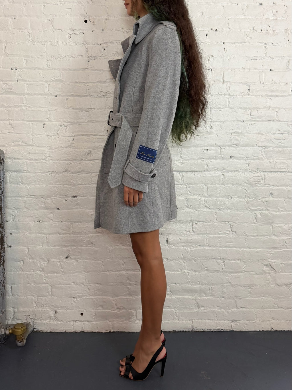 Semantic Design Wool Blend Double Breasted Coat