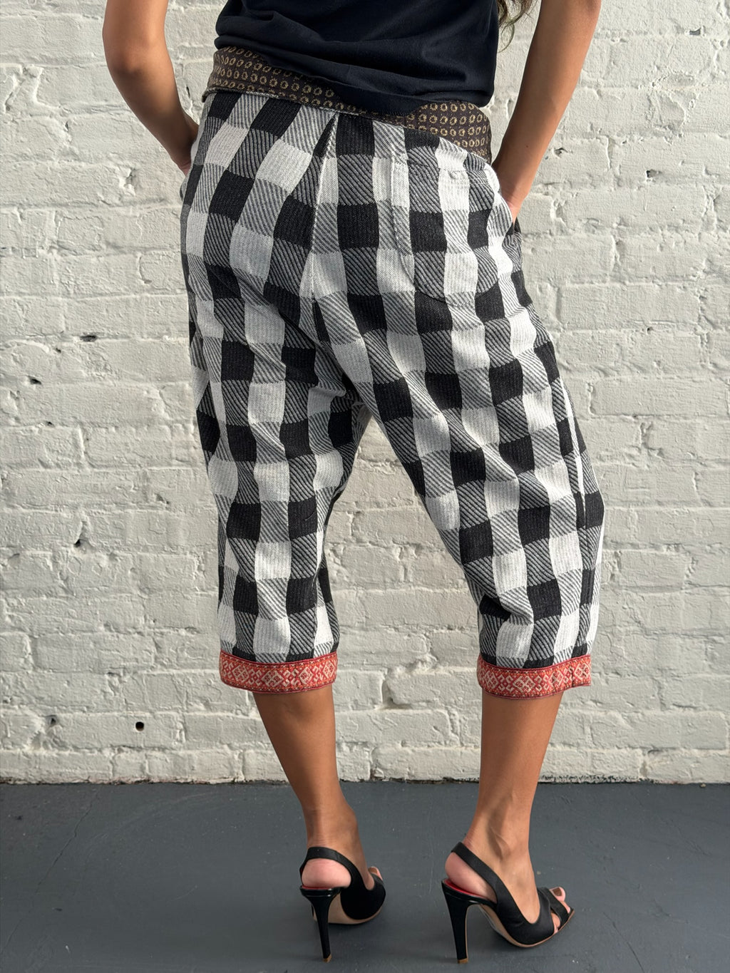 Vintage Kapital Checkered Sarouel Cropped Pants