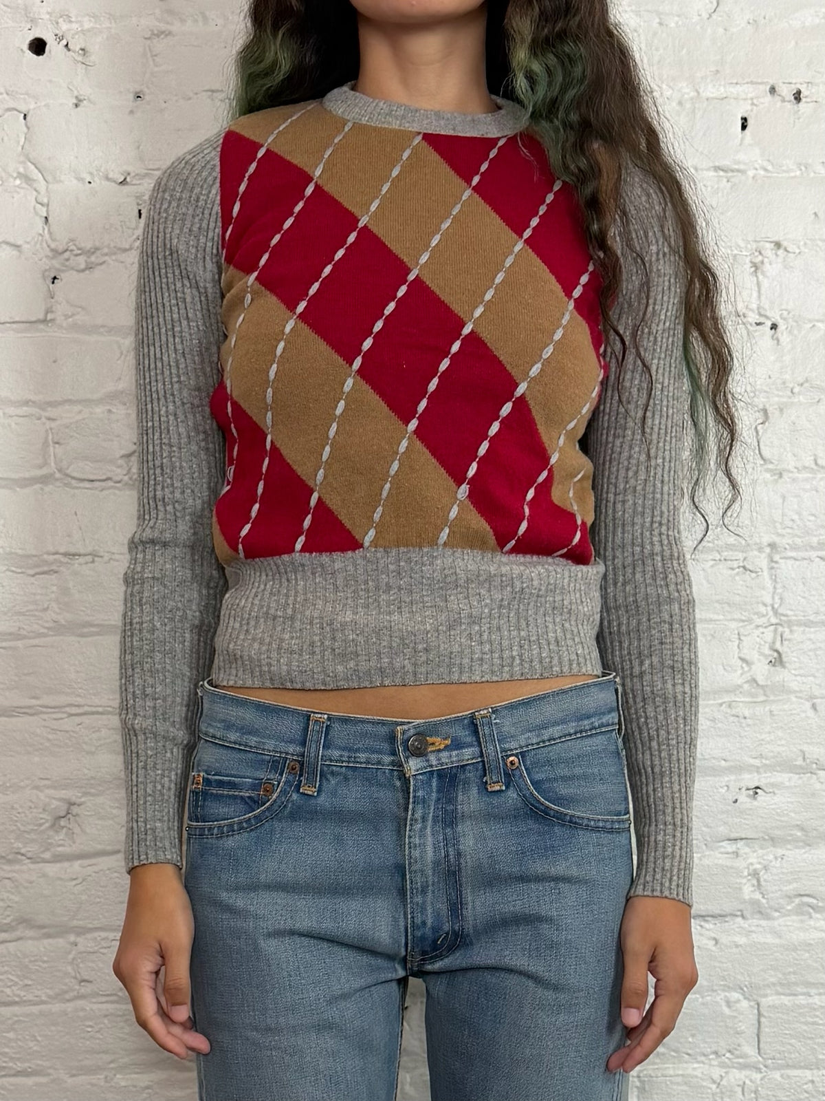 Vintage Dolce & Gabbana Argyle Knit Sweater