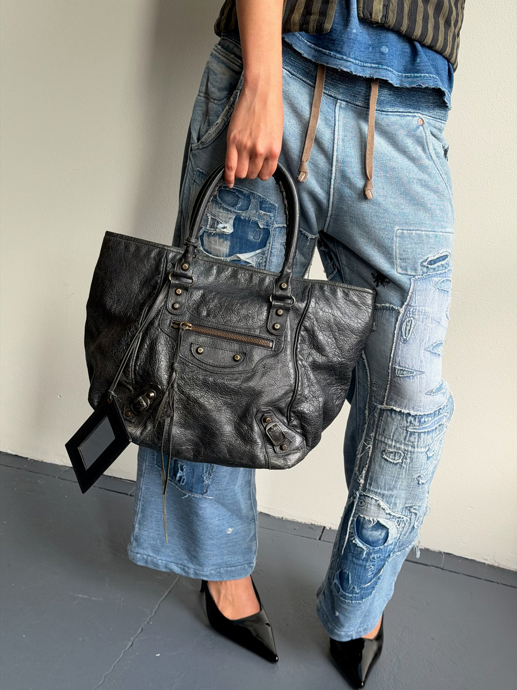 FW12 Balenciaga Black Acier Lambskin Sunday Tote