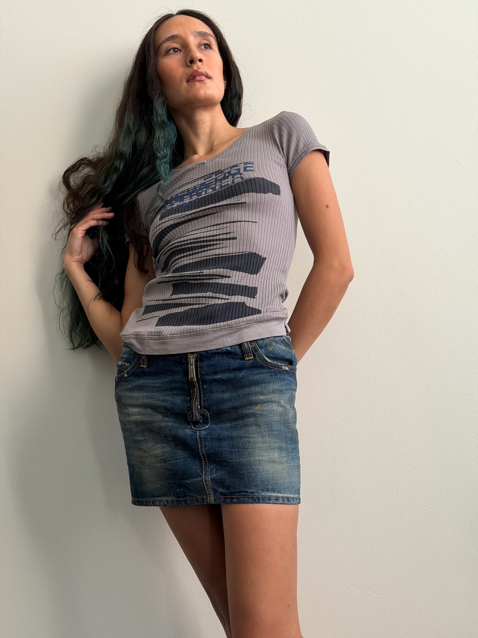 2008 Dsquared2 Denim Wash Mini Skirt