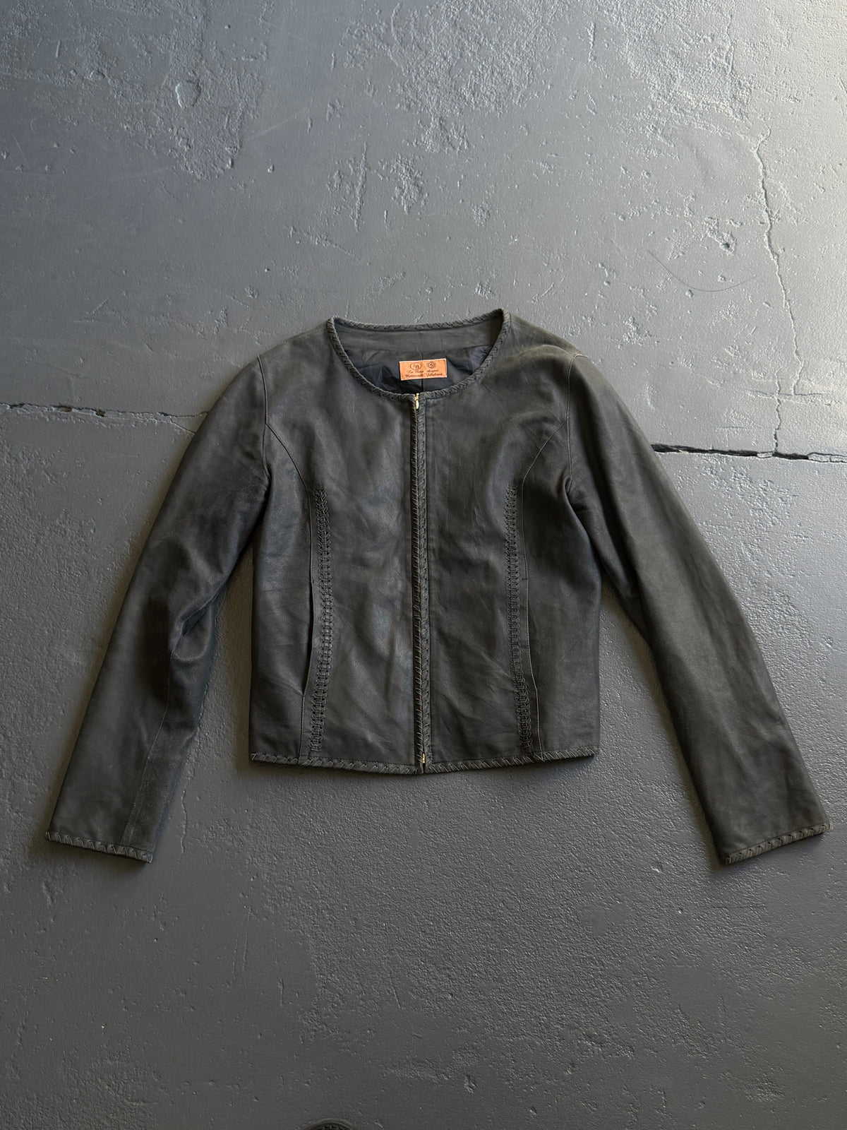 Motomachi Yokohama Distressed Cropped Leather Jacket Women's