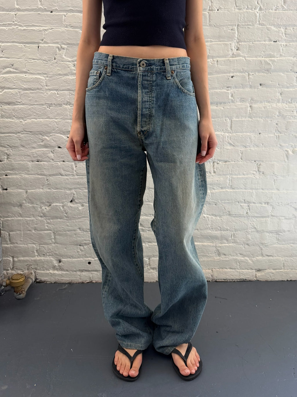 Vintage Levi’s Big L 701 CinchBack Light Blue Jeans