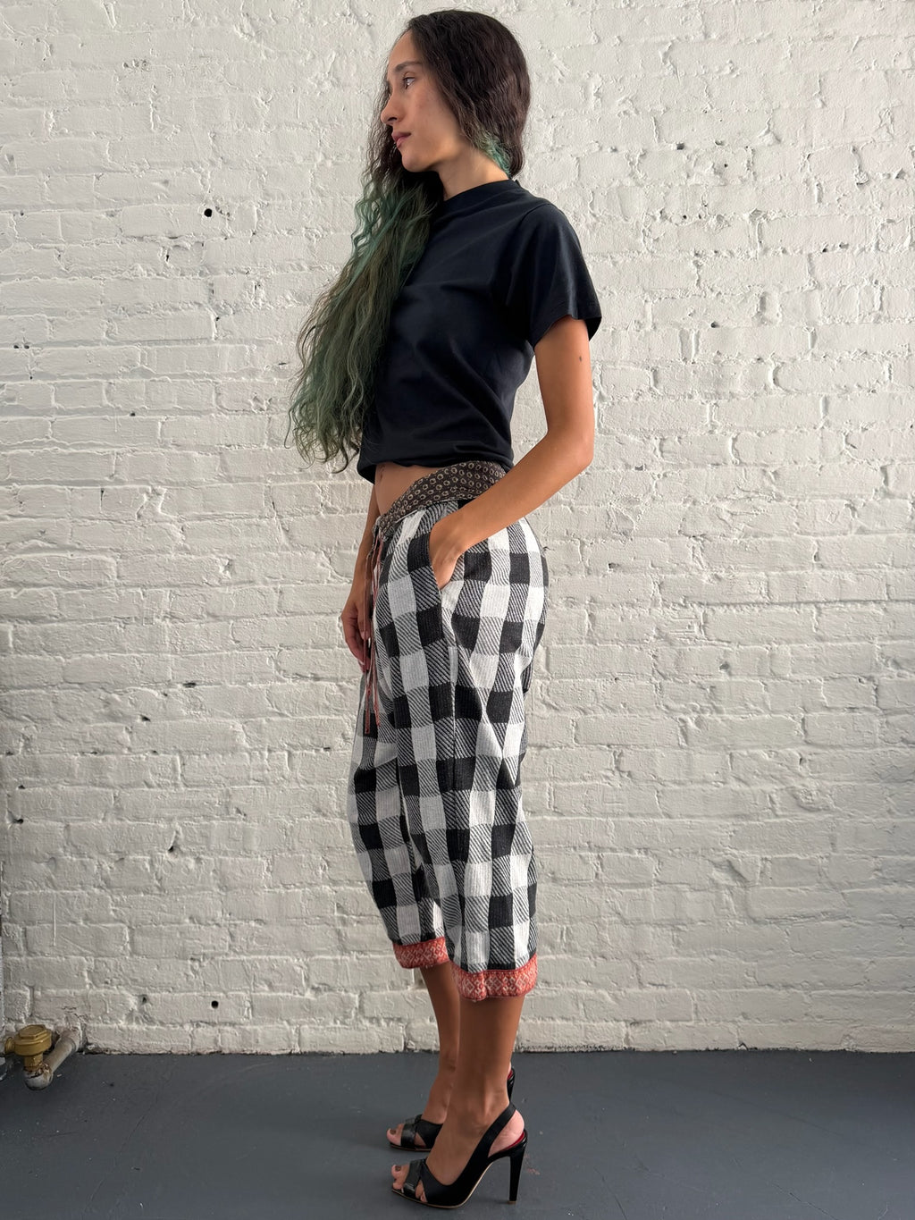 Vintage Kapital Checkered Sarouel Cropped Pants