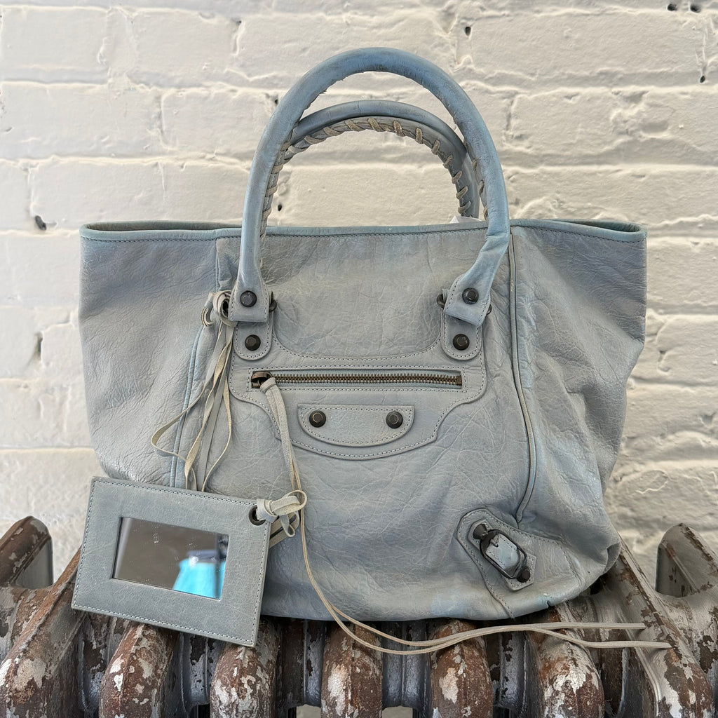 2013 Balenciaga Bleu Acier Lambskin Sunday Tote