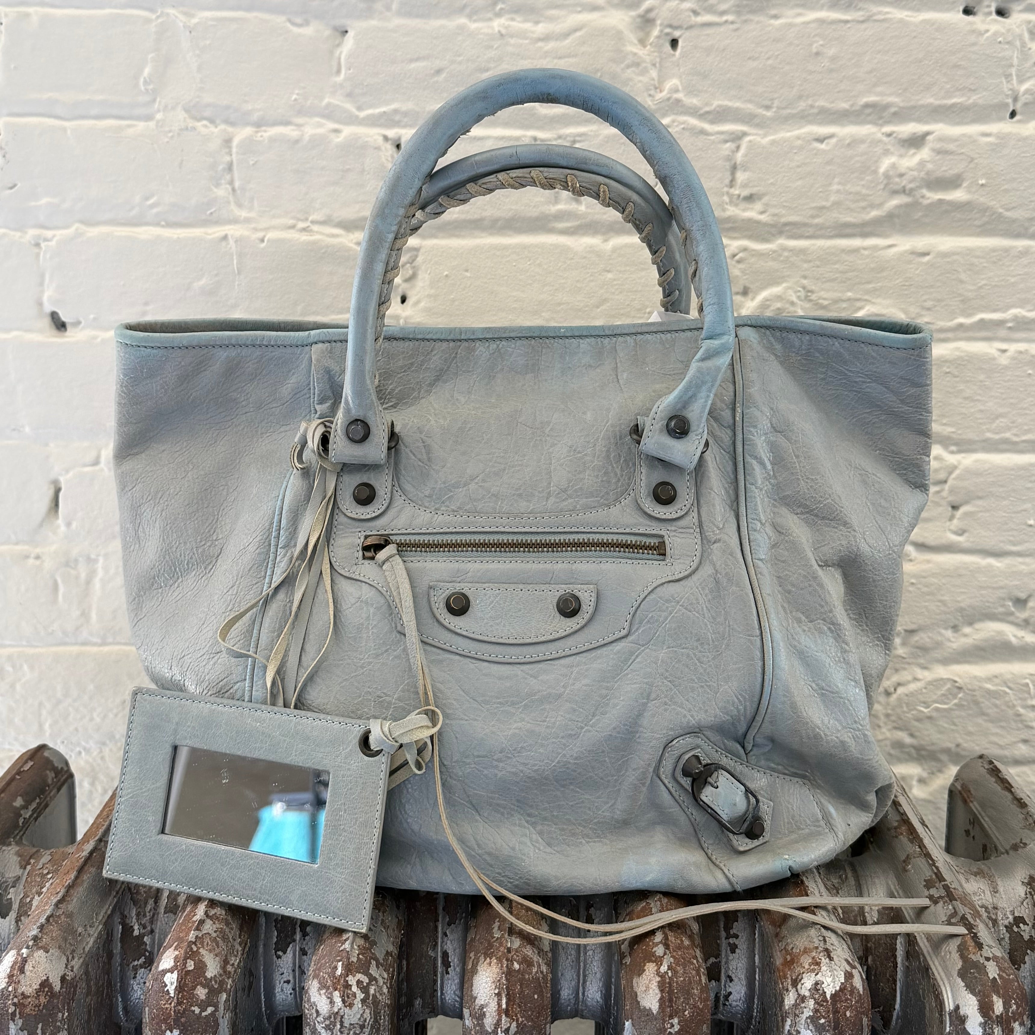 2013 Balenciaga Bleu Acier Lambskin Sunday Tote