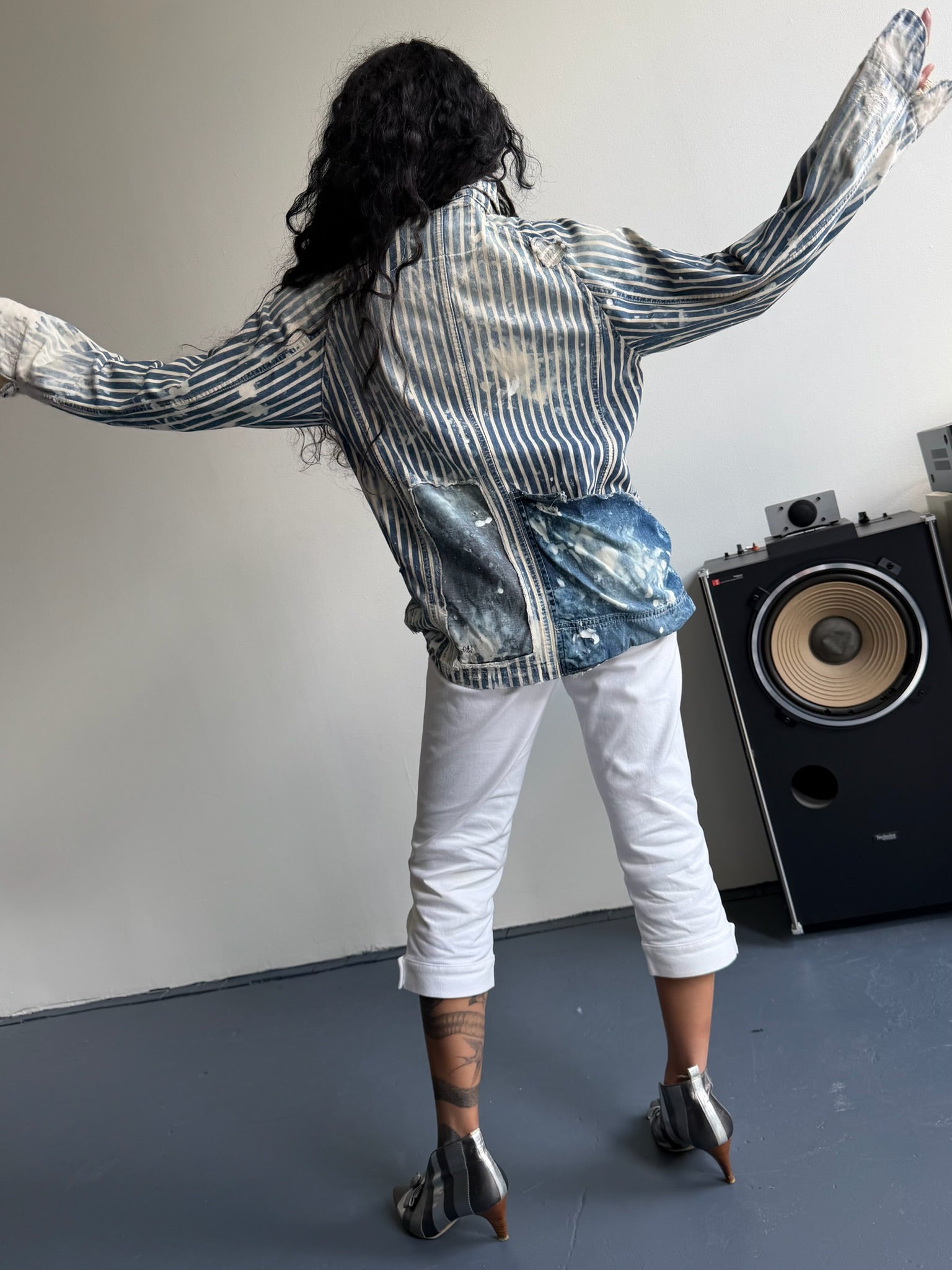 Aozora Blue Heaven Damaged Striped Jacket