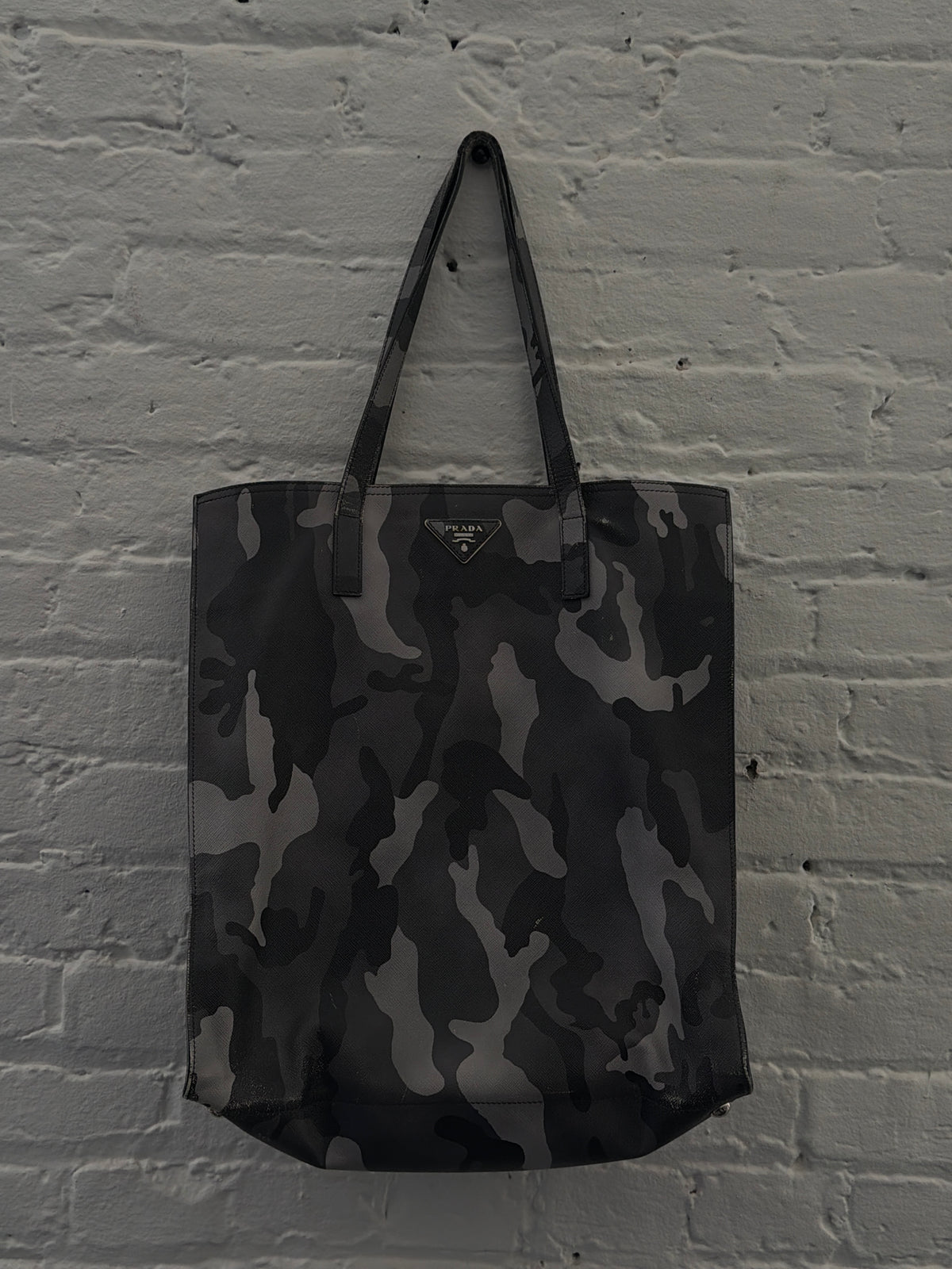 Prada Grayscale Camouflage Tessuto Tote Bag