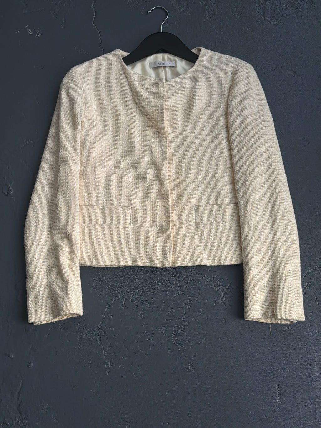 2013 Prada Ramie Tweed RoundNeck Jacket