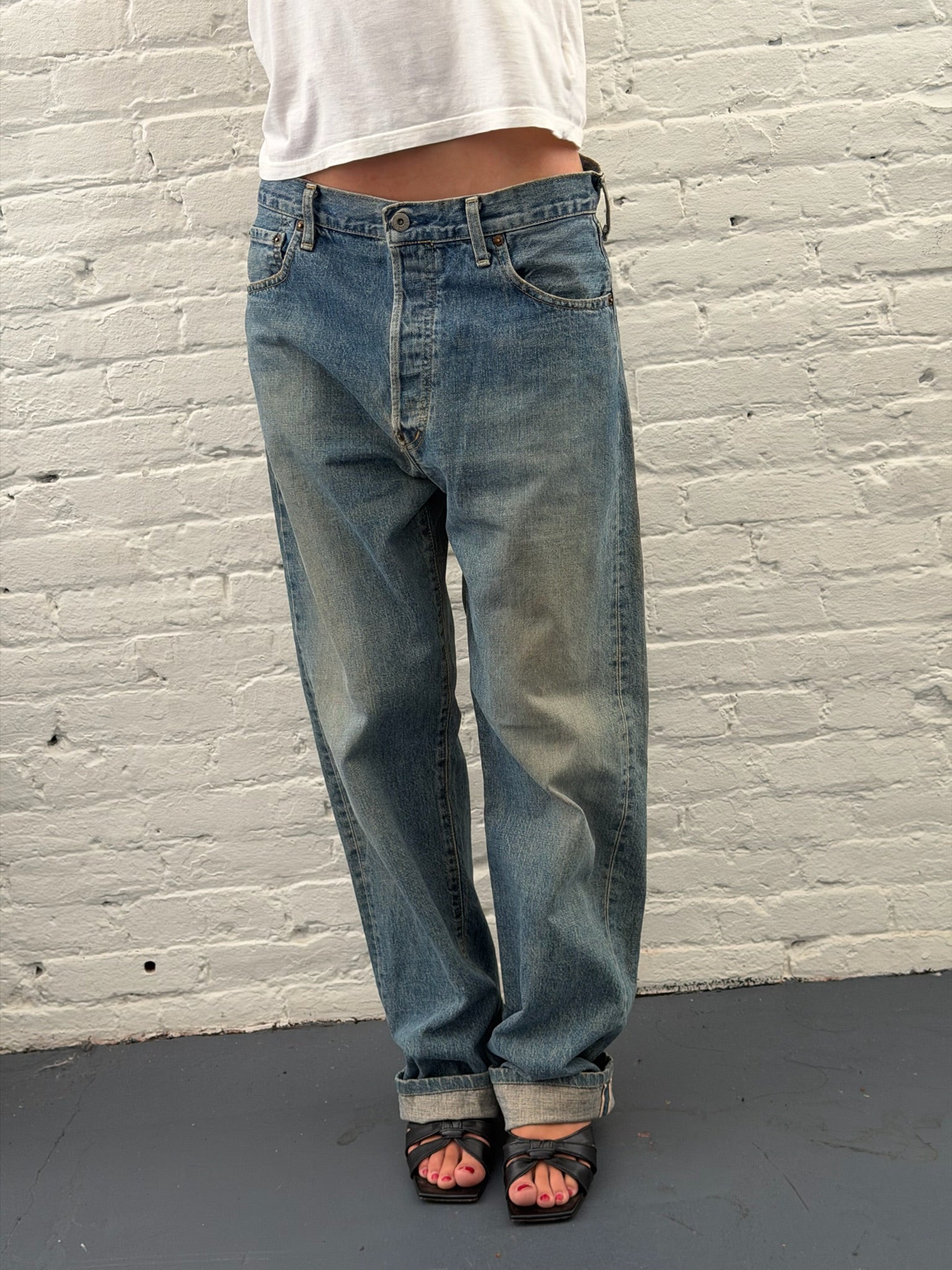 Vintage Levi’s Big L 702 CinchBack washed Blue Jeans