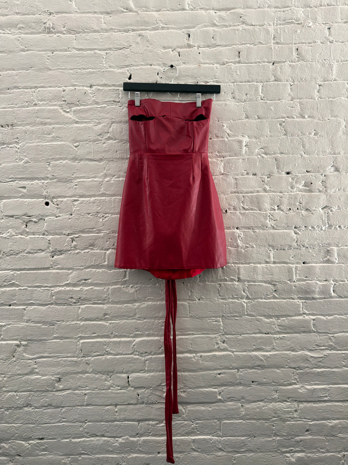 Alexis Shan Leather Strapless Mini Dress