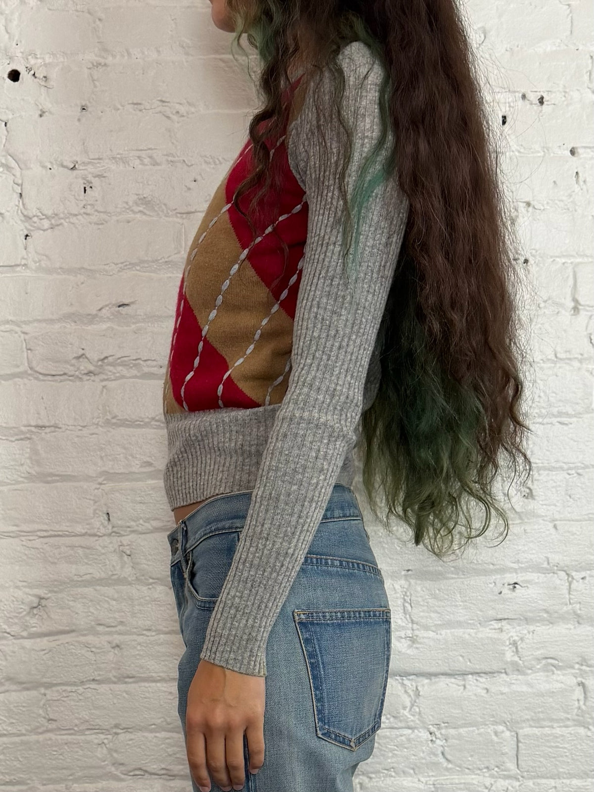 Vintage Dolce & Gabbana Argyle Knit Sweater