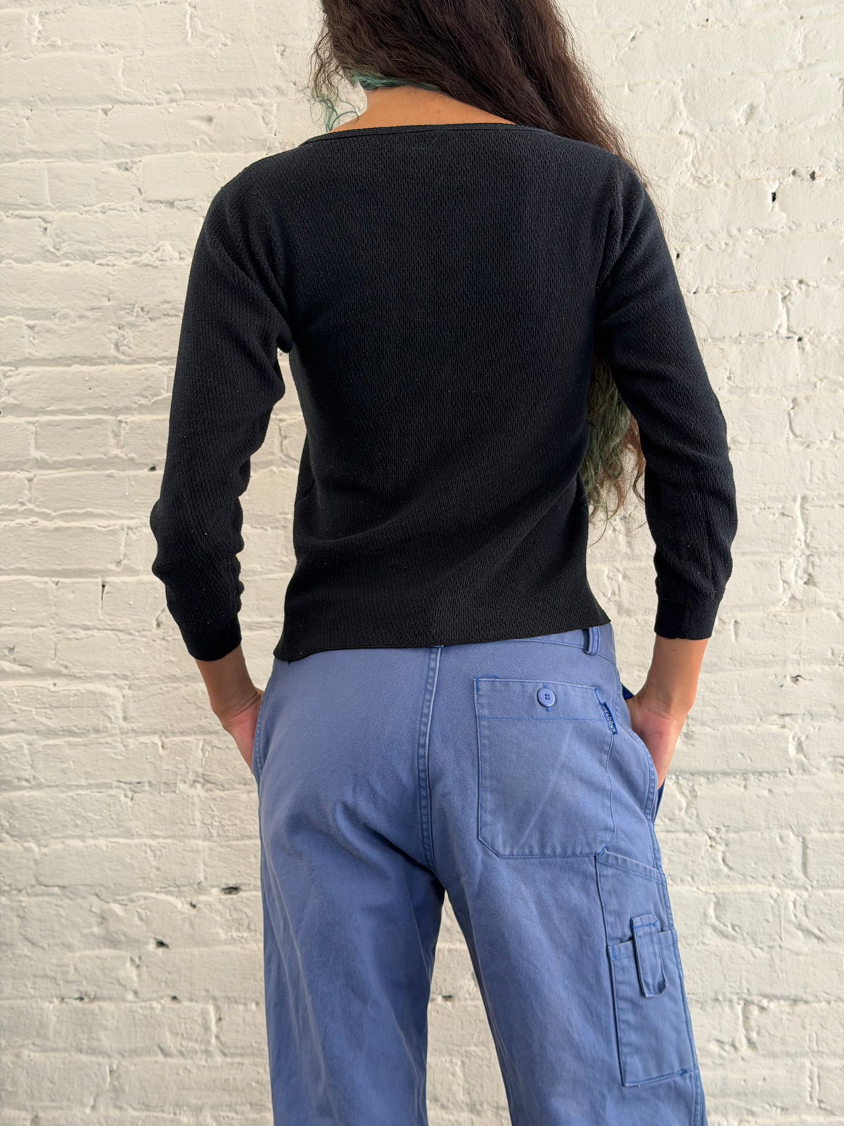 Vintage waffle-knit crewneck