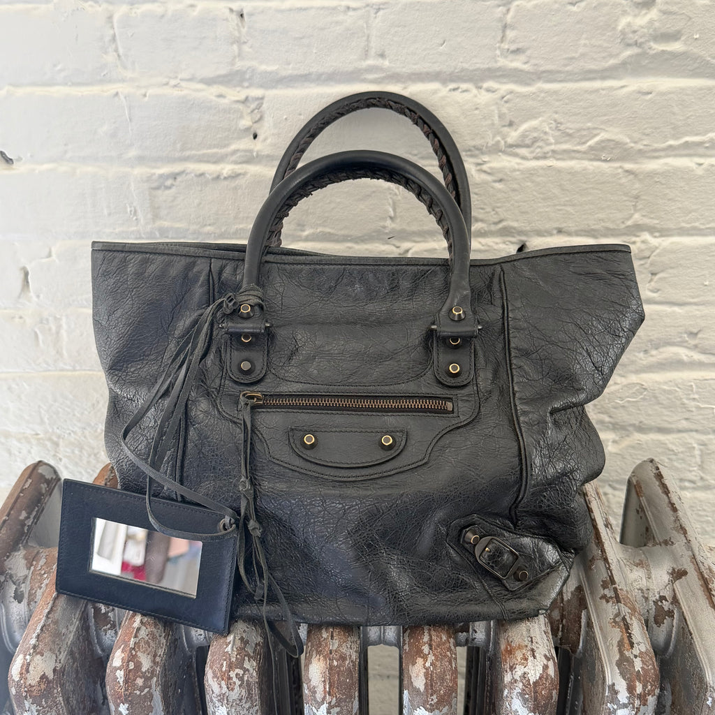 FW12 Balenciaga Black Acier Lambskin Sunday Tote