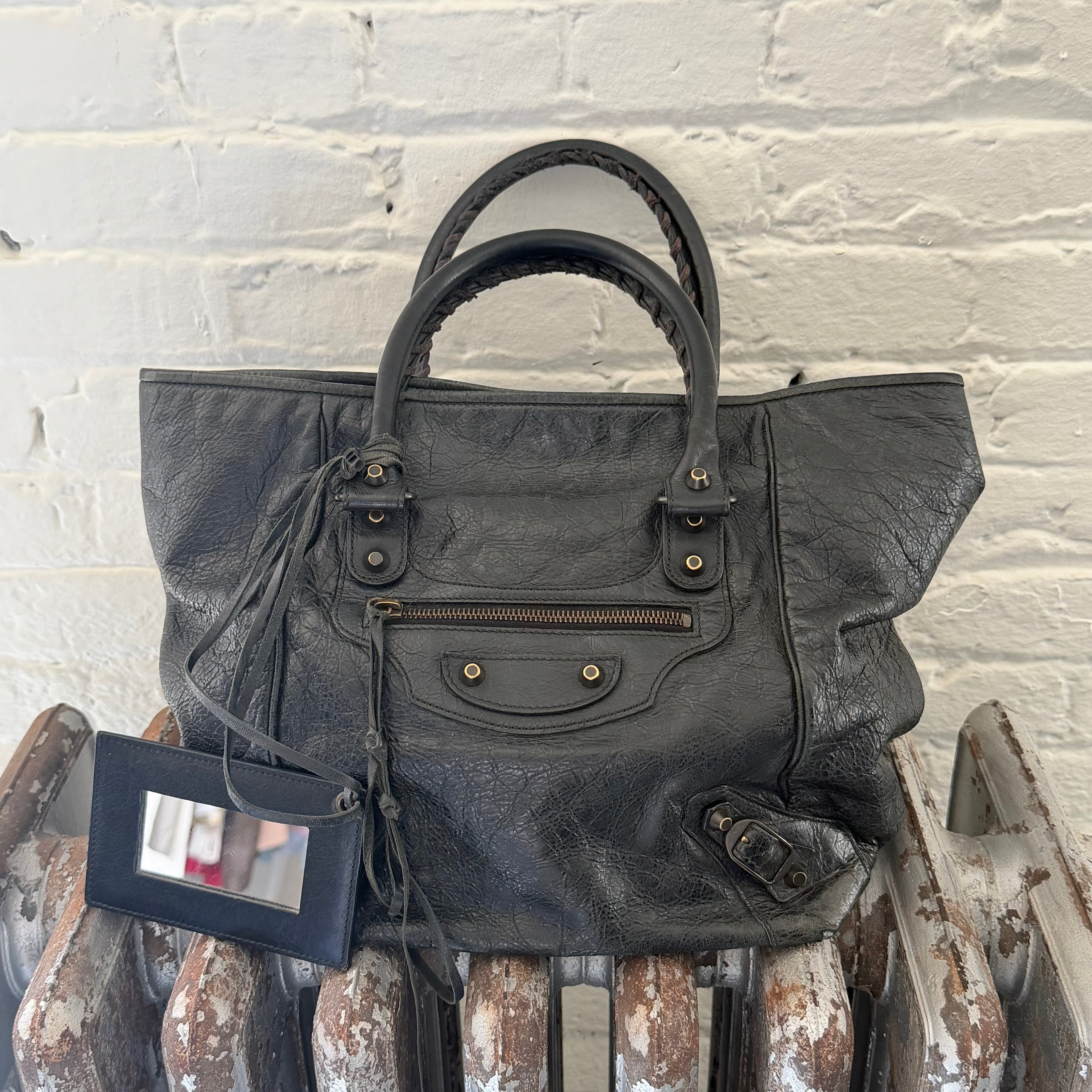 FW12 Balenciaga Black Acier Lambskin Sunday Tote