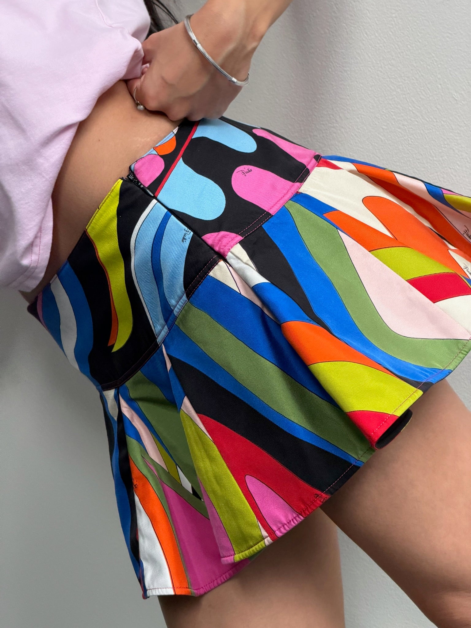 Emilio Pucci Blue Printed Silk Mini Skirt