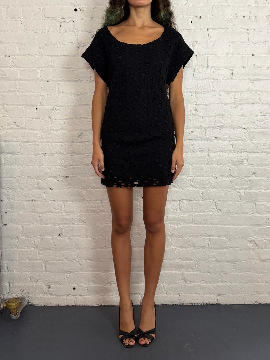 LIMI Feu Distressed Black Mini Dress