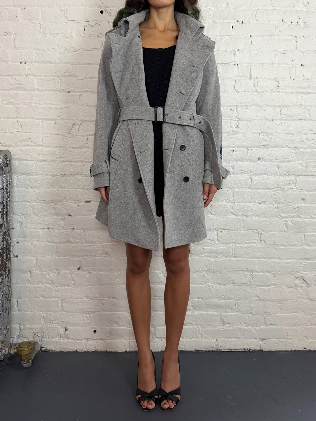 Semantic Design Wool Blend Double Breasted Coat