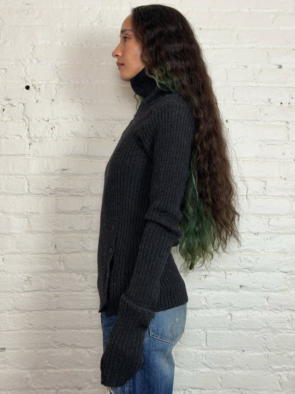 Y’s by Yohji Yamamoto Black Ribbed Turtleneck Sweater