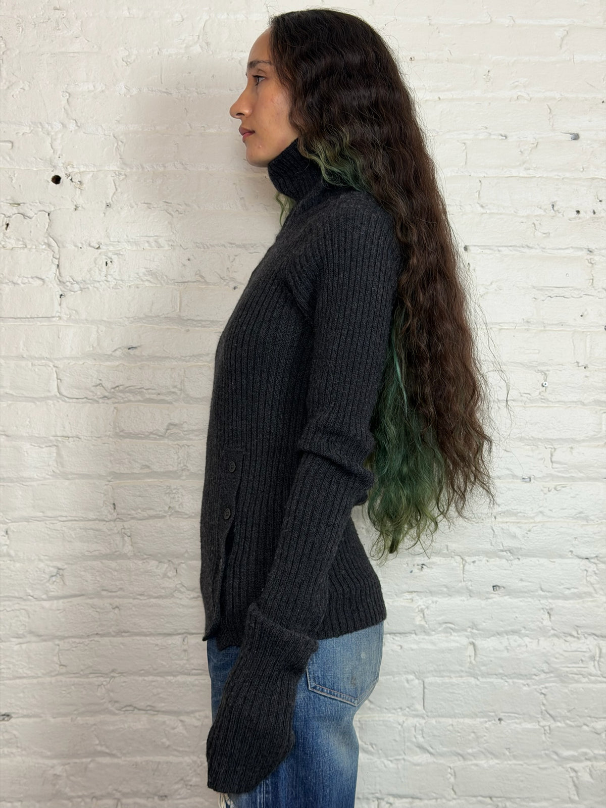 Y’s by Yohji Yamamoto Black Ribbed Turtleneck Sweater