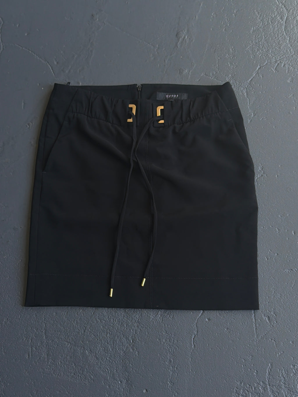 2010 Gucci Drawstring Rayon Mini Skirt