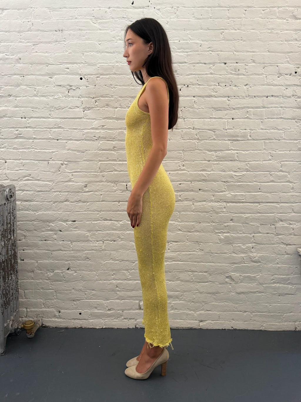 ASTA RESORT Chartreuse Sequin Maxi dress